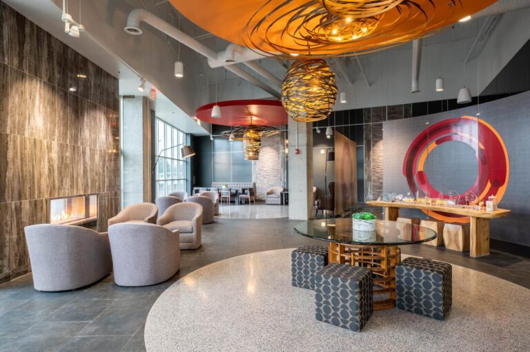 Check out the newly upgraded leasing office at our luxury Broad Ripple apartments.